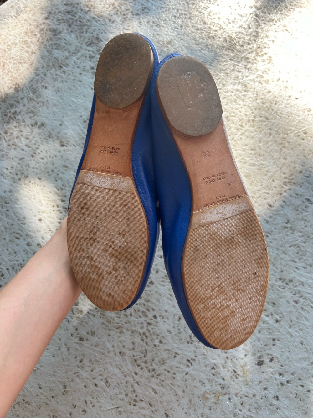 Maison Martin Margiela Cobalt Blue Leather Ballet Flats - Picture 4 of 6